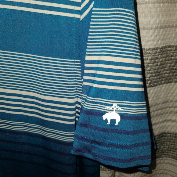 Brooks Brothers Performance Series Polo Shirt Mens Large Blue Striped - Picture 3 of 4